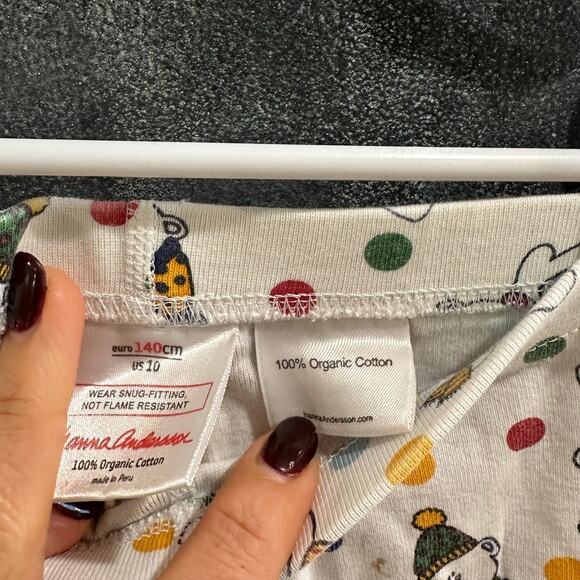Hanna Andersson Holiday Long John Pajamas 100% Organic Cotton Size 140cm 10-12Y - Picture 6 of 7